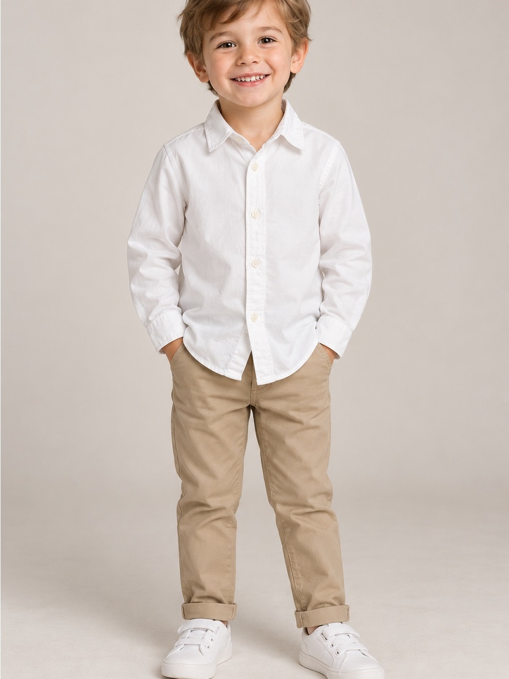 H&M White Long-Sleeve Button-Down Shirt for Kids
